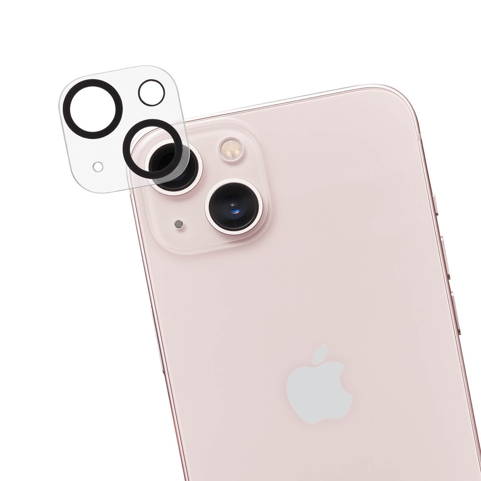 LENS PROTECTOR HOVERING IN FRONT OF IPHONE 13 CAMERA. COLOR::CLEAR