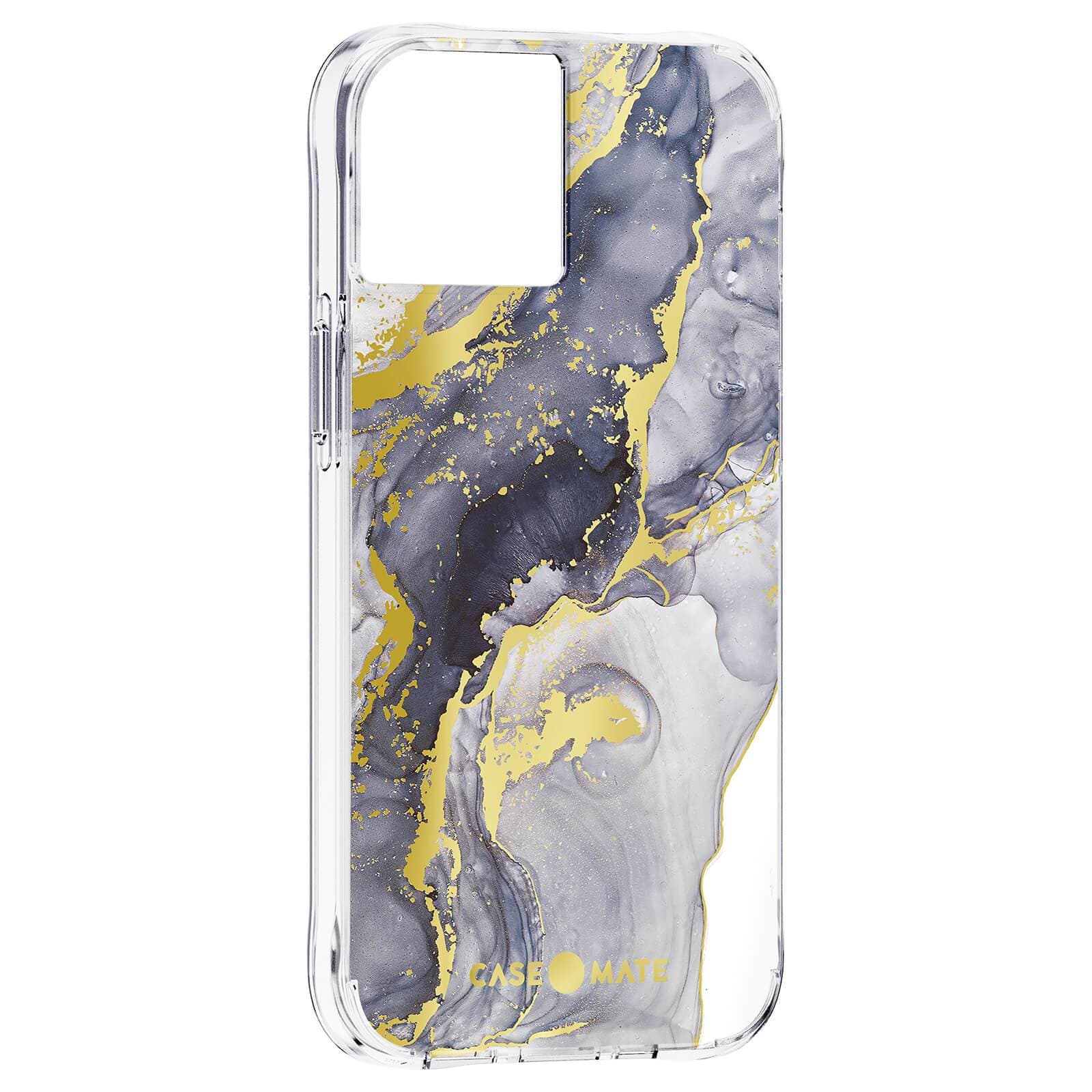 Navy Marble print case for iPhone 13. color::Navy Marble