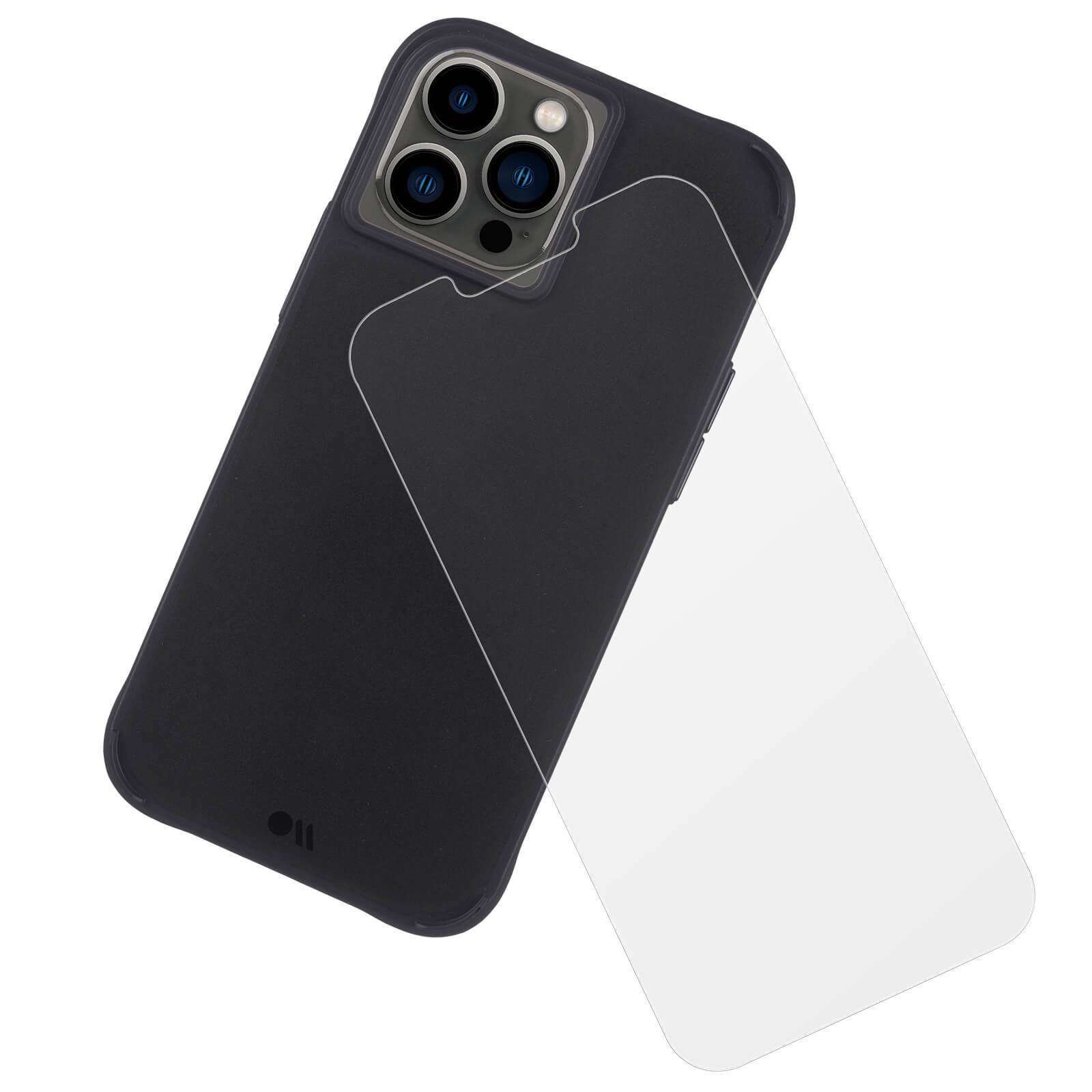 Tough Black case for iPhone 13 Pro and glass screen protector. color::Black