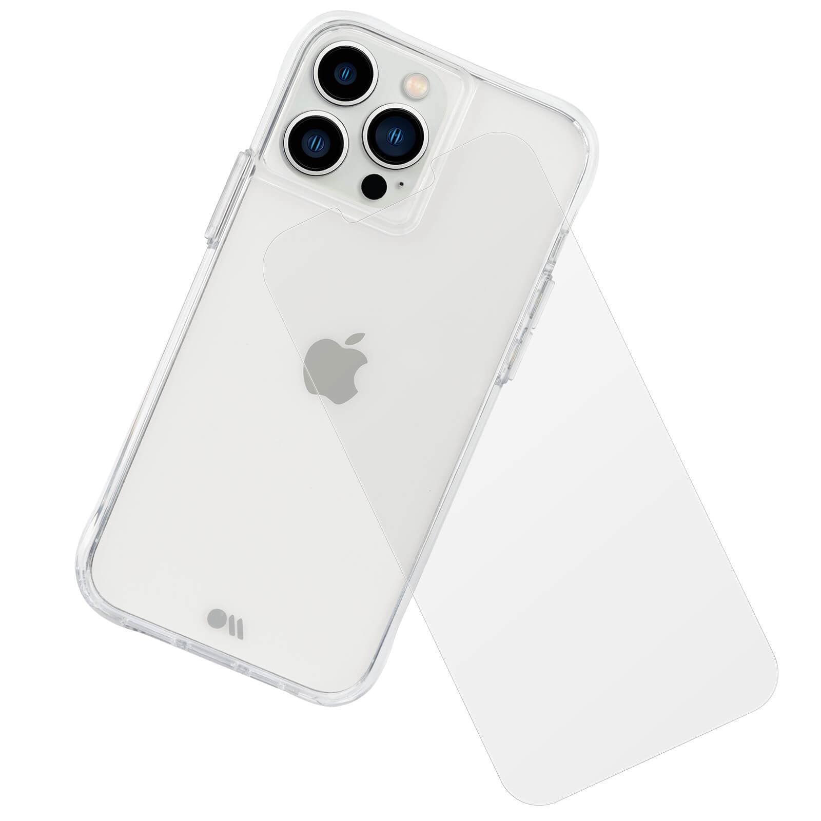 Tough clear case and glass screen protector for iPhone 13 Pro MAx. color::Clear