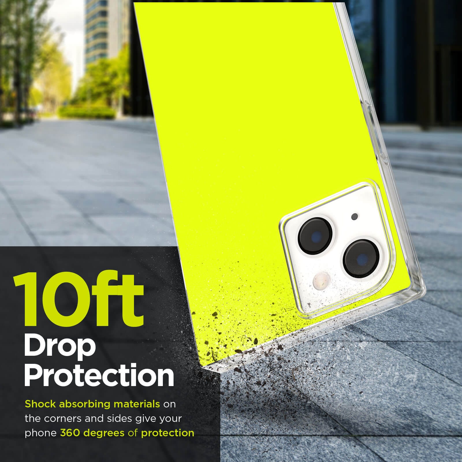 10ft drop protection. shock absorbing materials on the corners and sides give your phone 360 degrees of protection. color::Neon Yellow