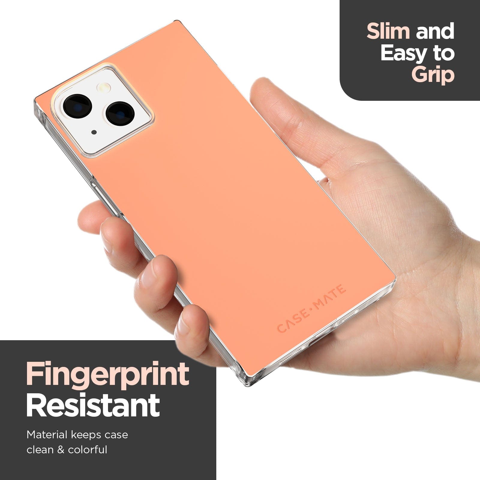 Slim and easy to grip. Fingerprint resistant materials keeps case clean and colorful. color::Clay Pink