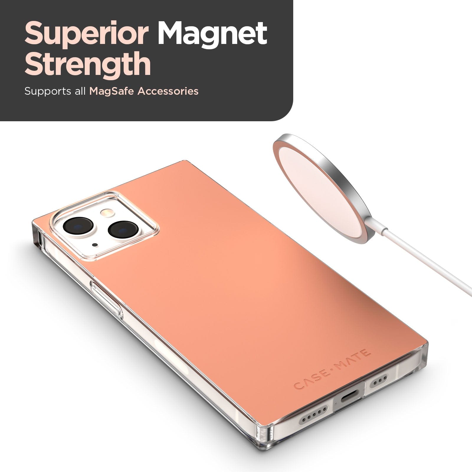 Superior magnets strength supports all MagSafe accessories. color::Clay Pink