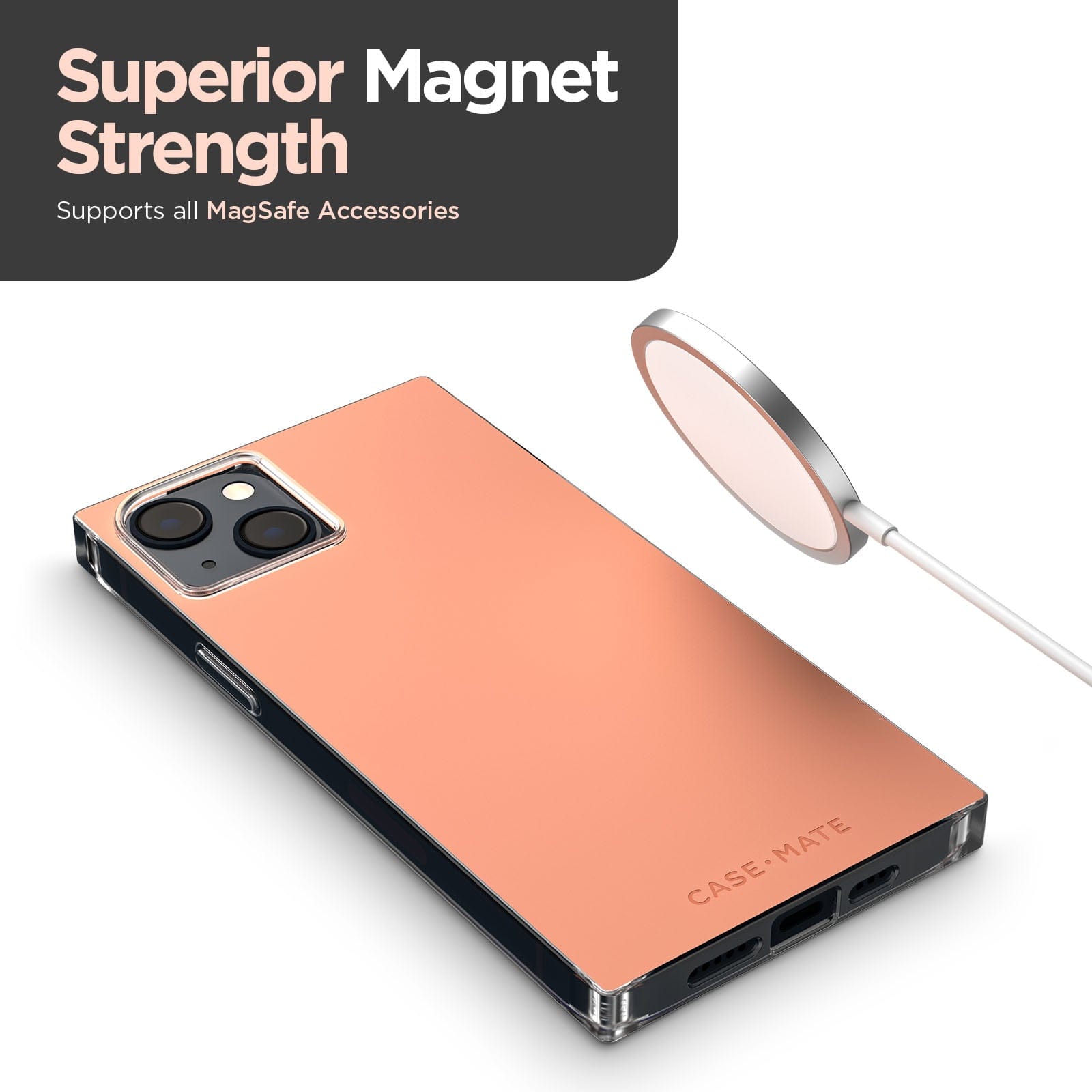 Superior magnets strength supports all MagSafe accessories. color::Clay Pink