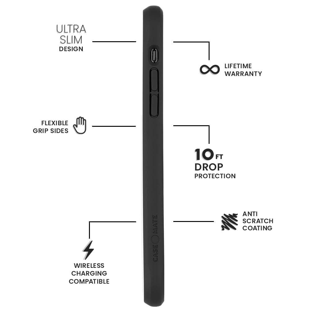 Features Ultra Slim Design, Flexible Grip Sides, Wireless Charging Compatible, Lifetime Warranty, 10ft Drop Protection, Anti Scratch Coating. color::Smoke