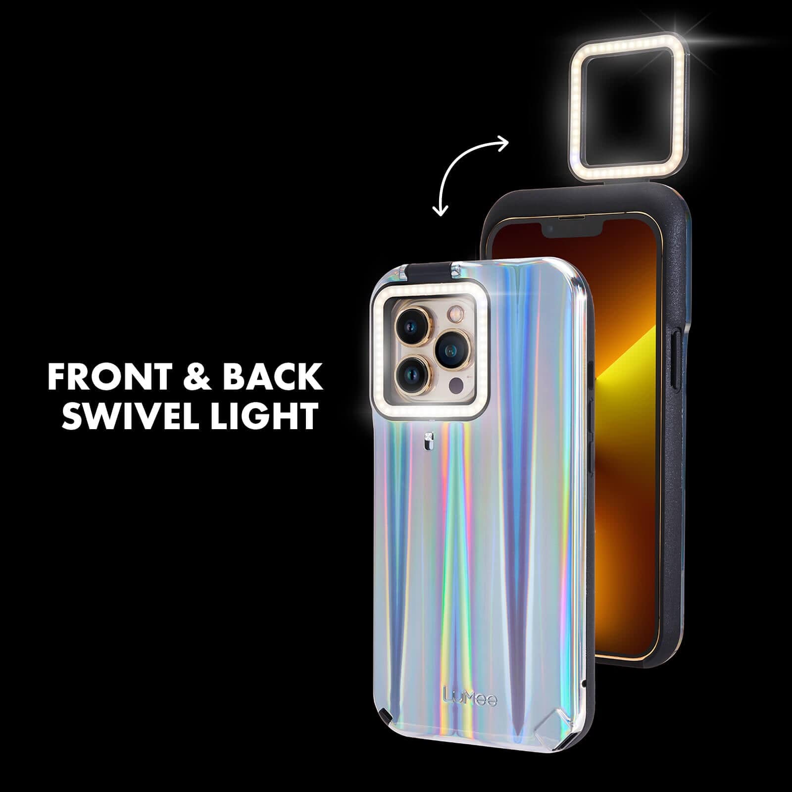 FRONT & BACK SWIVEL LIGHT. COLOR::HOLOGRAPHIC