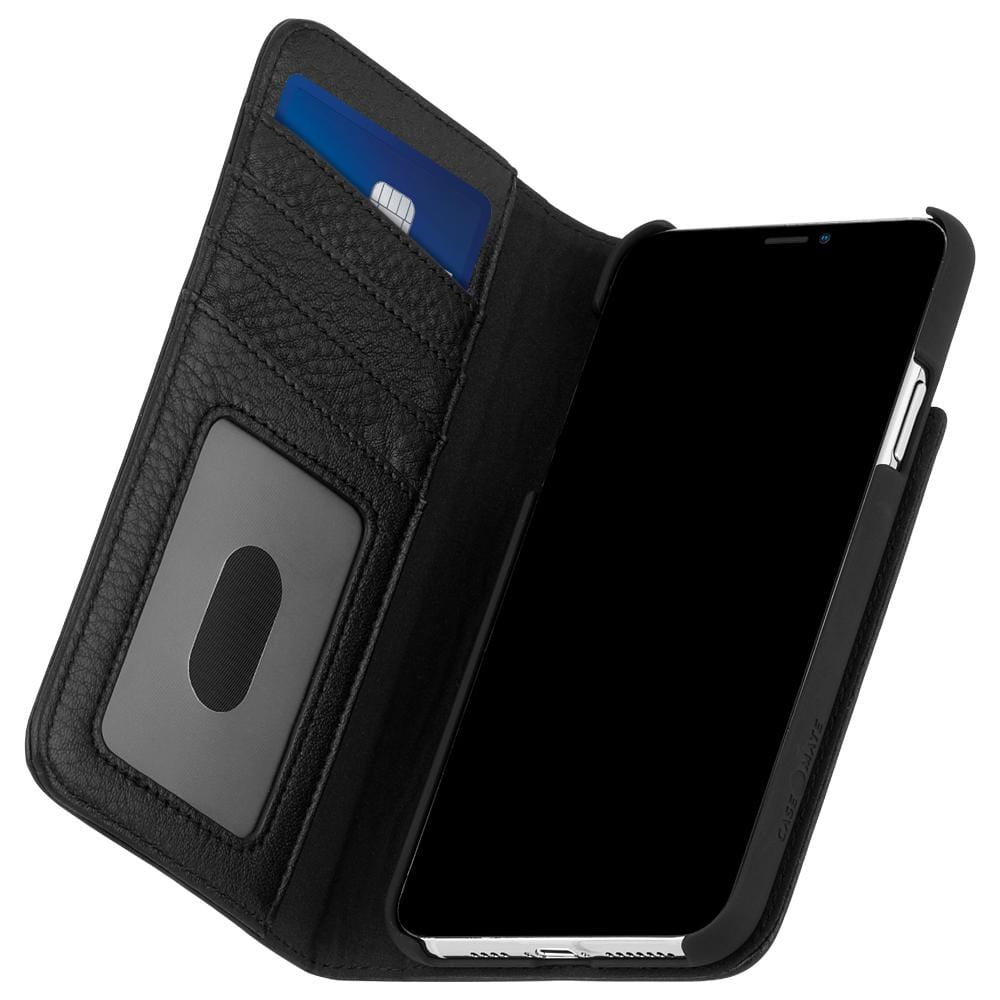 Black leather Wallet Folio for iPhone 11 Pro color::Black