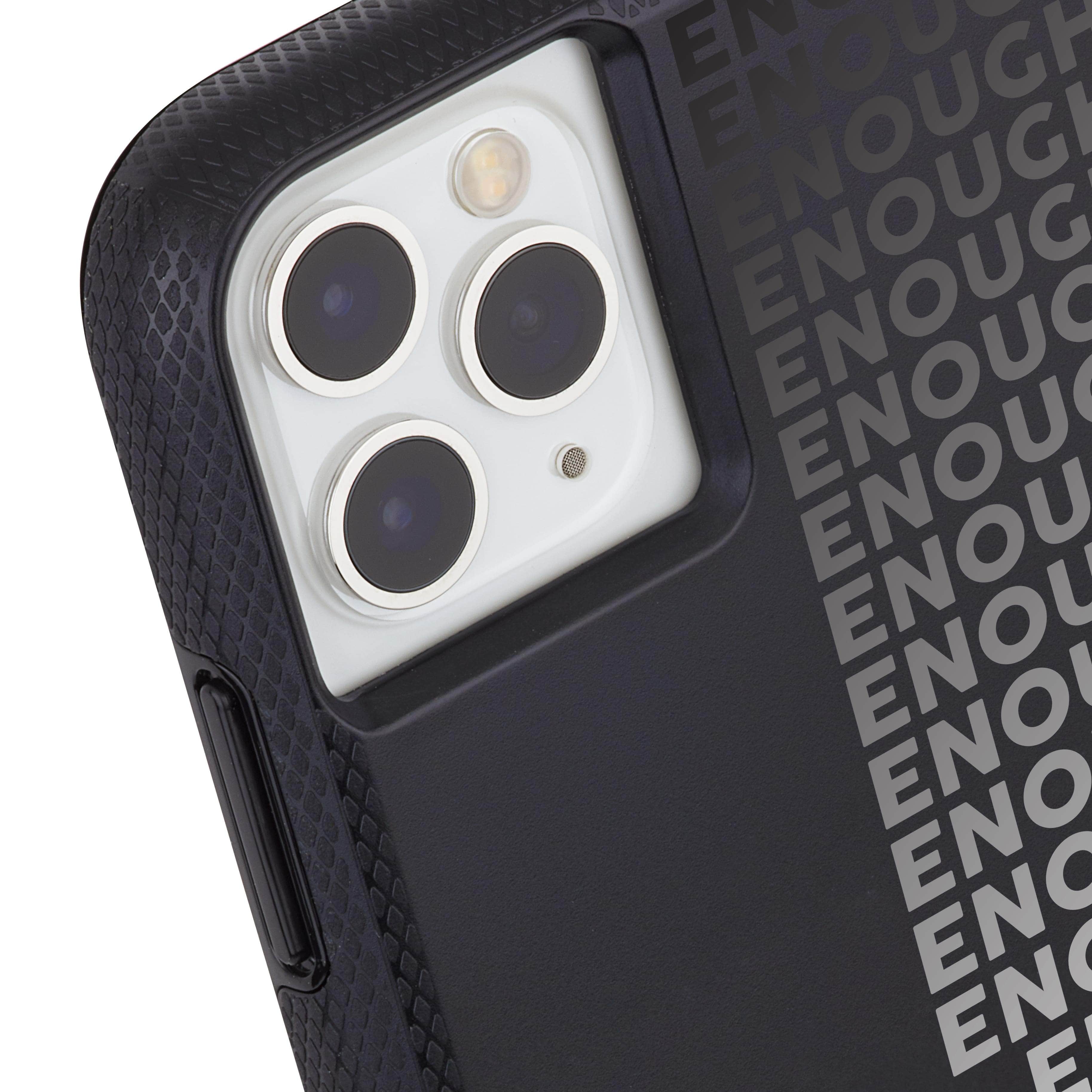 Up close of corner of Enough Recycled iPhone 11 Pro Max case. color::Enough