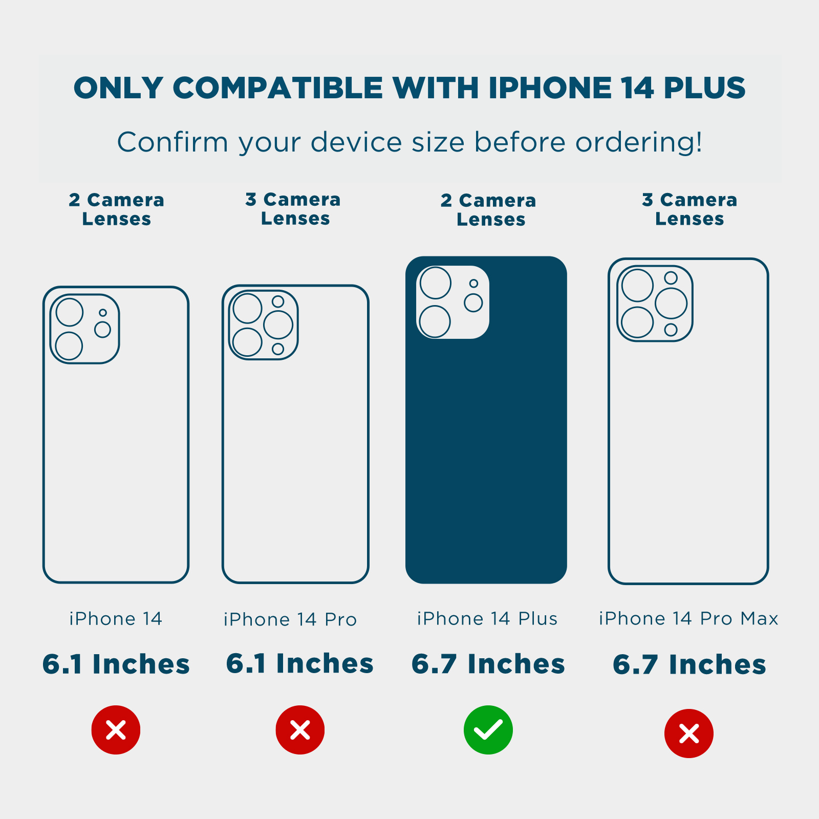 ONLY COMPATIBLE WITH IPHONE 14 PLUS. CONFIRM YOUR DEVICE SIZE BEFORE ORDERING! 2 CAMERA LENSES, 3 CAMERA LENSES, 2 CAMERA LENSES, 3 CAMERA LENSES, 6.1 INCHEC, 6.1 INCHES, 6.7 INCHES, 6.7 INCHES. COLOR::FLORAL GEMS