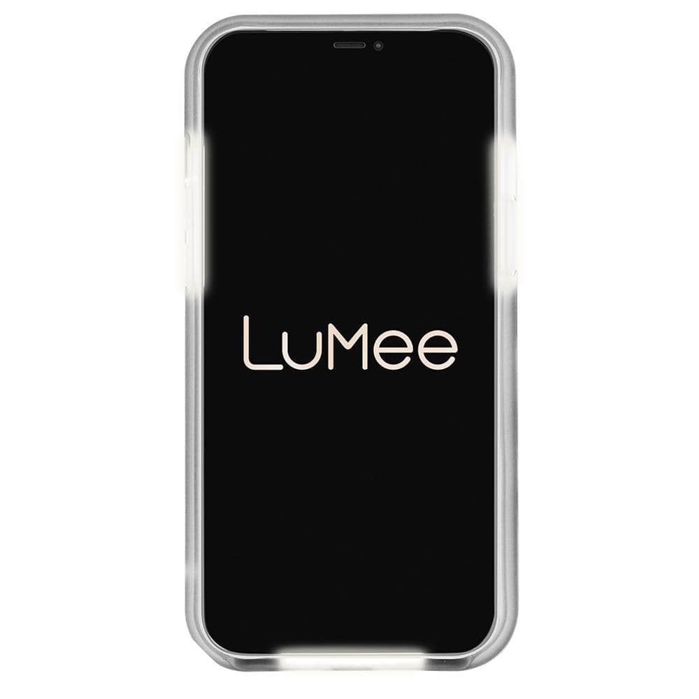Front lights turned on LuMee light up case. color::Holographic