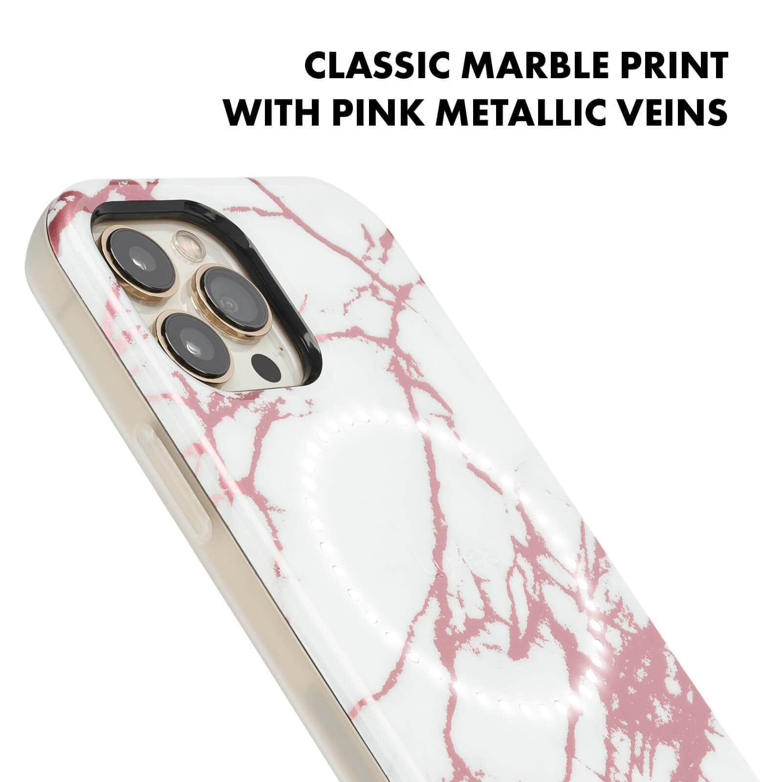 CLASSIC MARBLE PRINT WITH PINK METALLIC VEINS color::Rose Metallic White Marble