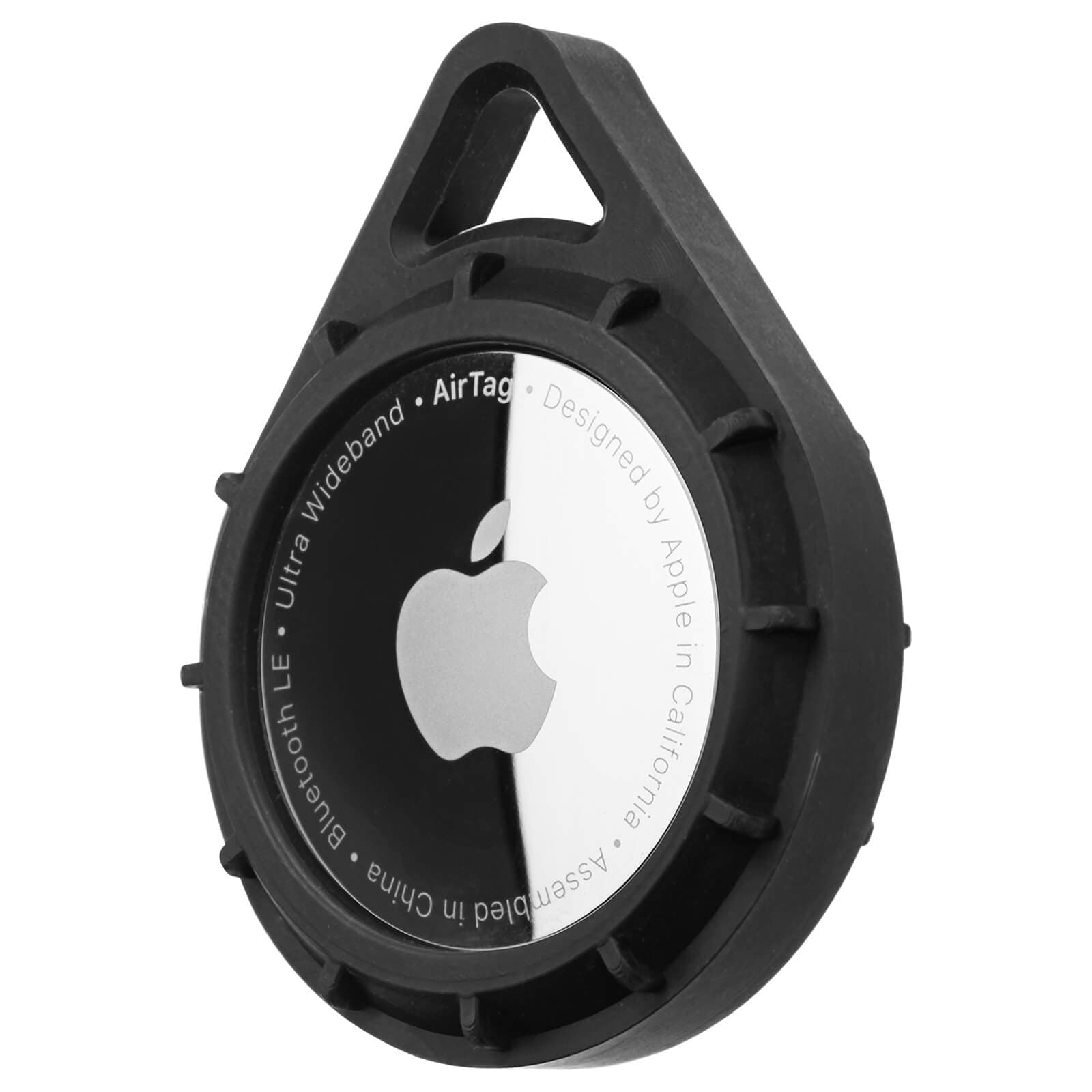Up close shot of AirTag protector. color::Black