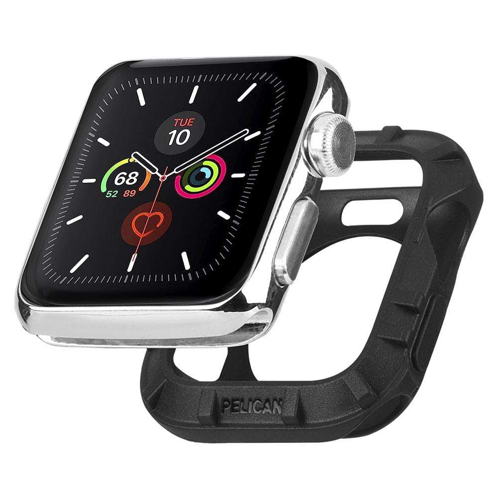 Pelican Protector Bumper behind Apple Watch. color::Black