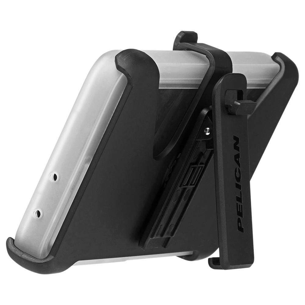 Pelican Voyager propped horizontally on built-in stand. color::Clear