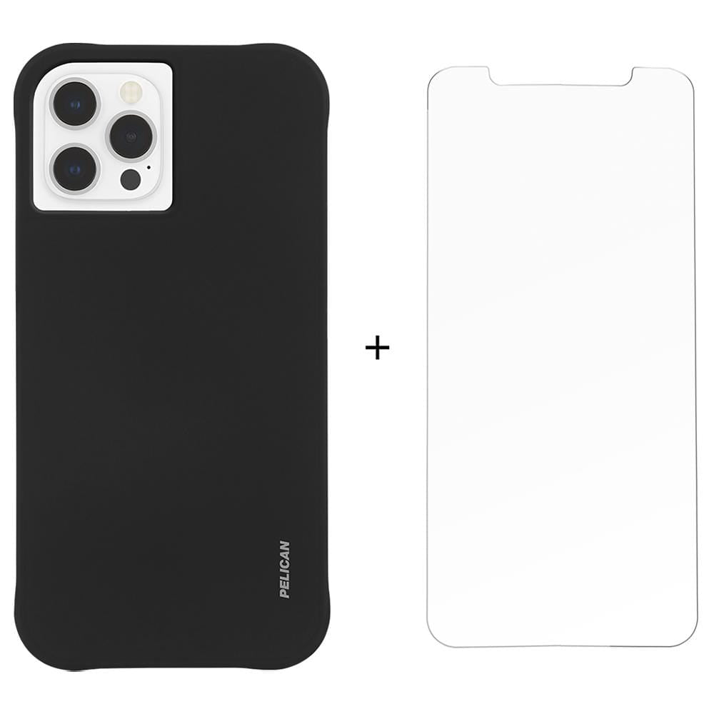 Black Pelican case plus polymer screen protector. color::Black