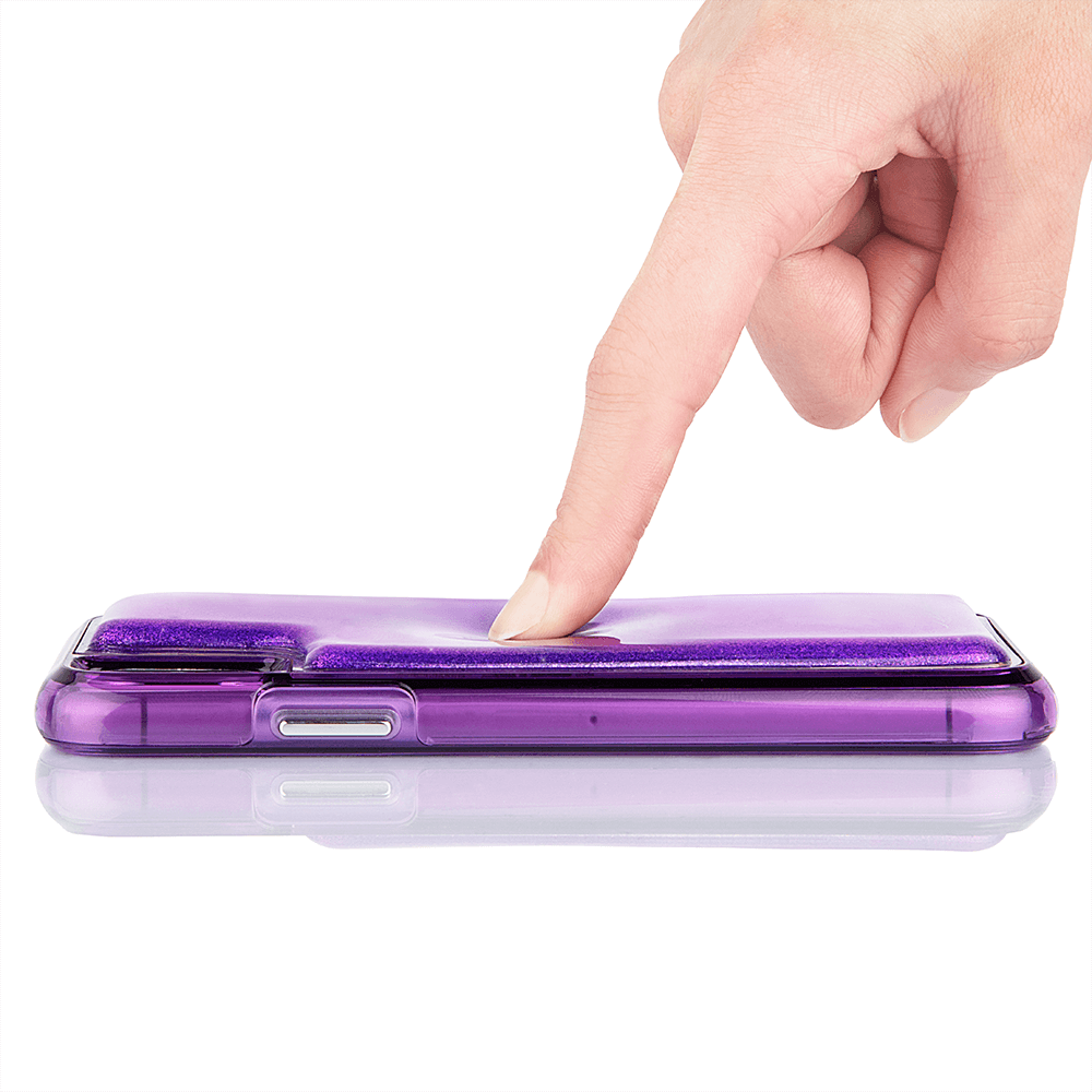 Case squishes when pressed. color::Purple