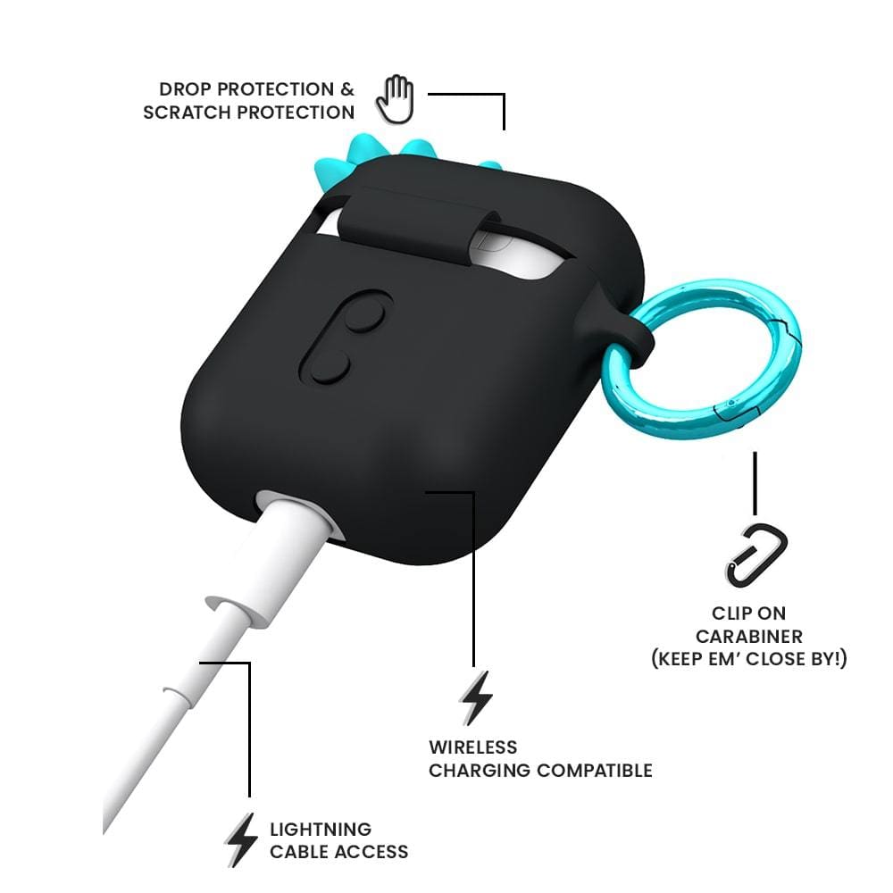 Drop protection and scratch protection, lightning cable access, wireless charging compatible, clip on carabiner (keep em' close by!) color::Spike