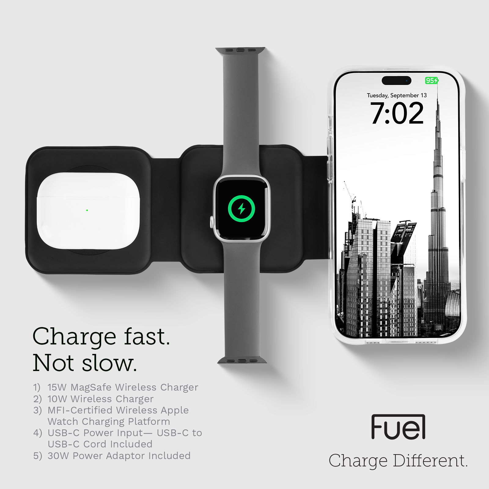 Fuel 3 in 1 Foldable MagSafe Travel Charger