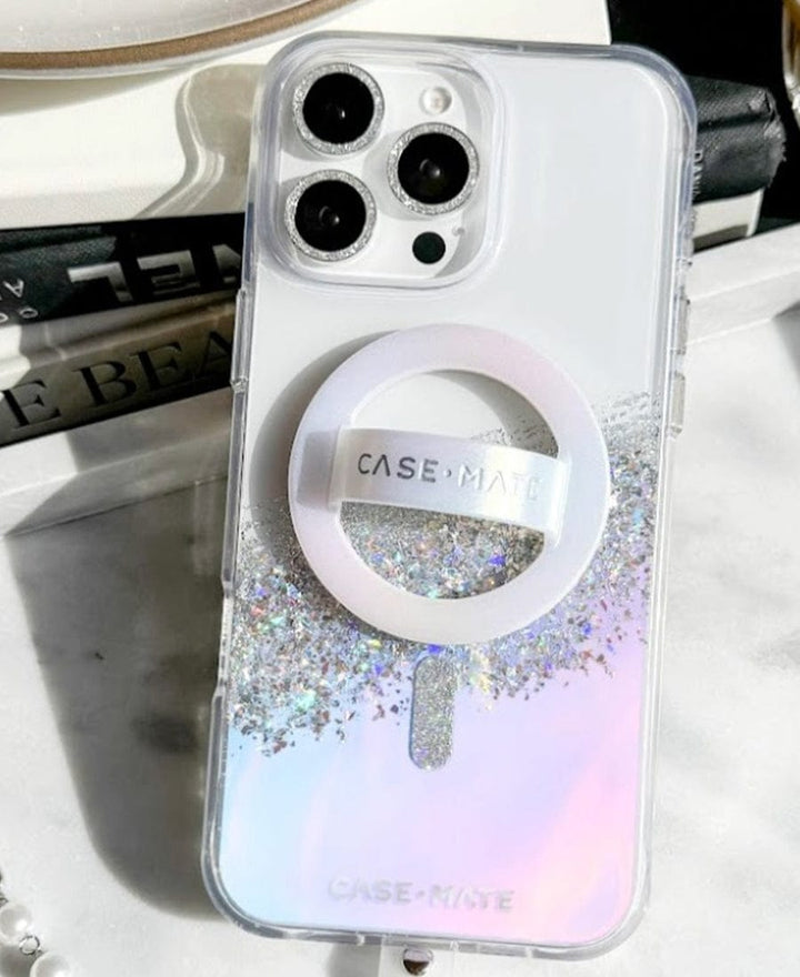 Soap Bubble MagSafe Loop Grip attached to the back of an iPhone with Soap Bubble Karat phone case