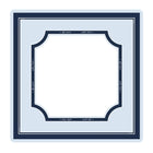 A square decorative frame or mat with a layered border design in navy blue and white, featuring a large blank white center and small script text along the inner border.
#color_classic carolina blue