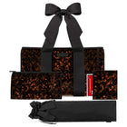 Set of 3 tortoiseshell printed bags for mahjong with bows on a white background
#color_tortoiseshell bow