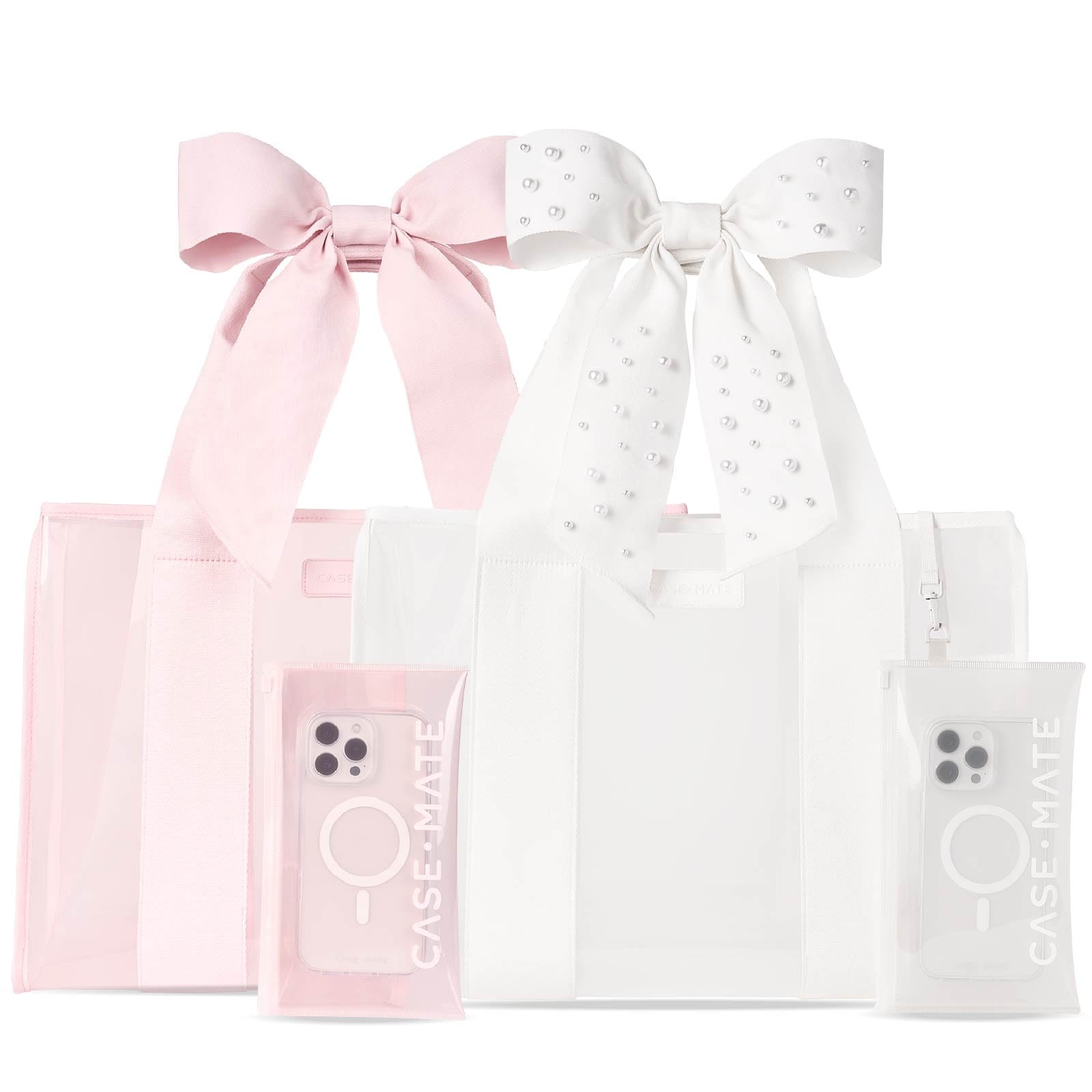 The Tote Duo - Ballet Pink Bow Jelly Tote + Ivory Pearl Bow Jelly Tote
