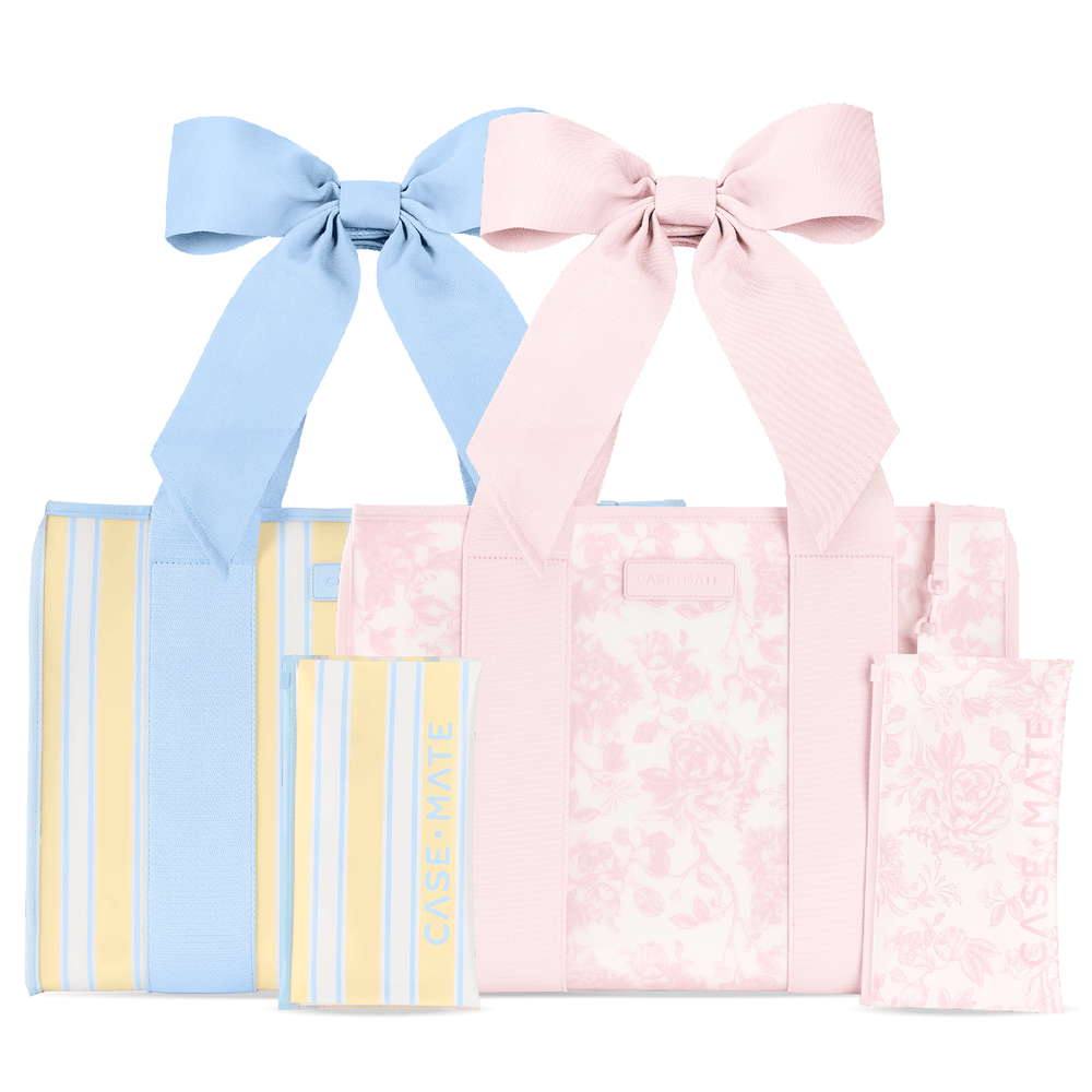 The Tote Duo- Ballet Pink Afternoon Rosé Bow & Cabana Stripe Bow