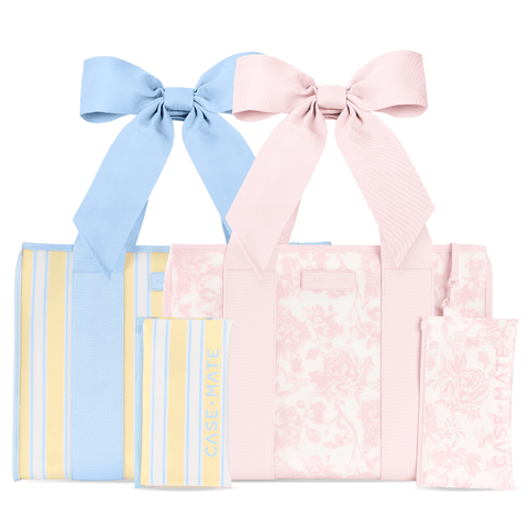 The Tote Duo- Ballet Pink Afternoon Rosé Bow & Cabana Stripe Bow