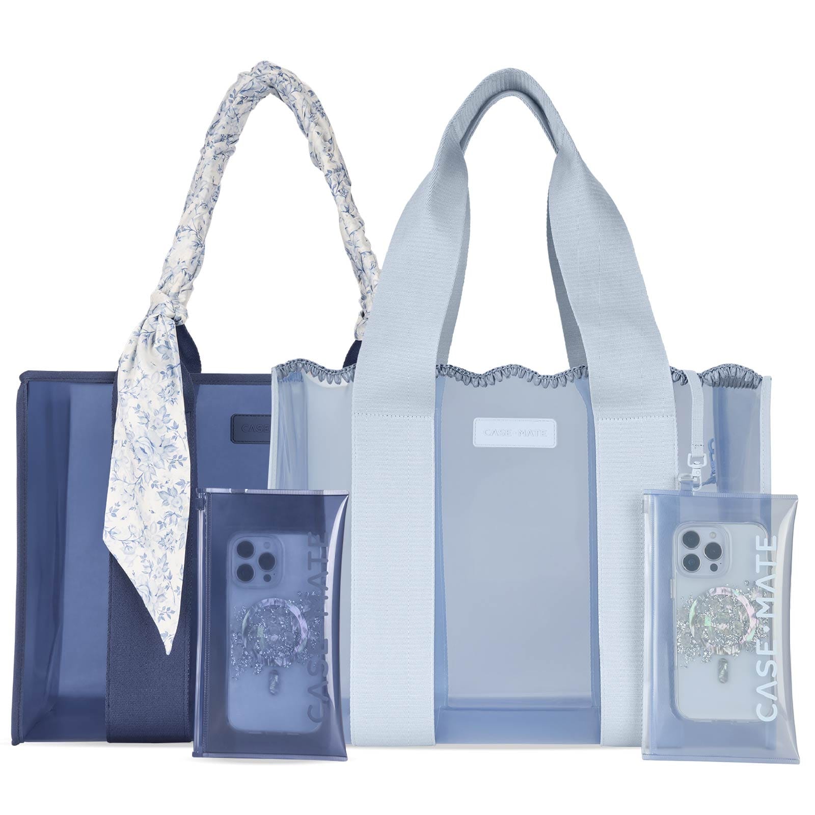 The Tote Duo - Something Navy Twilly Jelly Tote + Carolina Blue Crochet Jelly Tote
