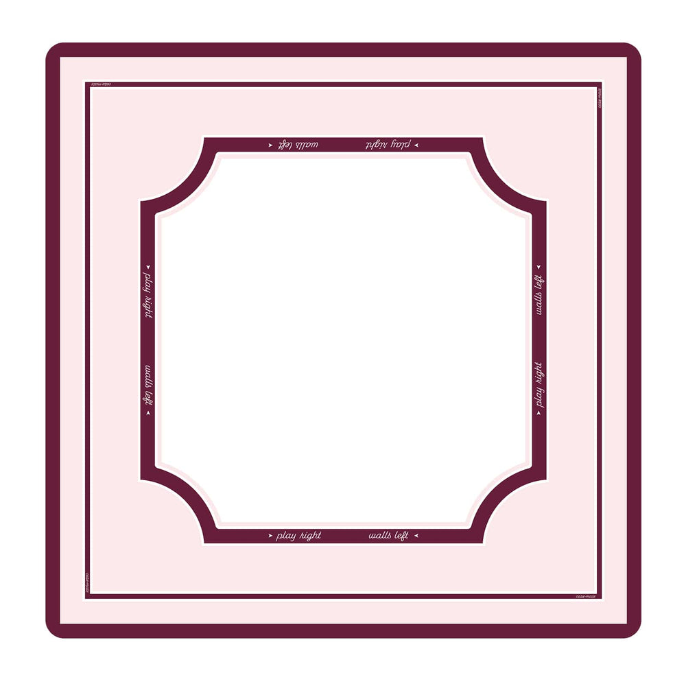 A square decorative frame design with a light pink outer border, a thin white inner border, and a darker burgundy ornamental frame surrounding a large blank white center. Small script text appears along the inner border.
#color_classic ballet pink