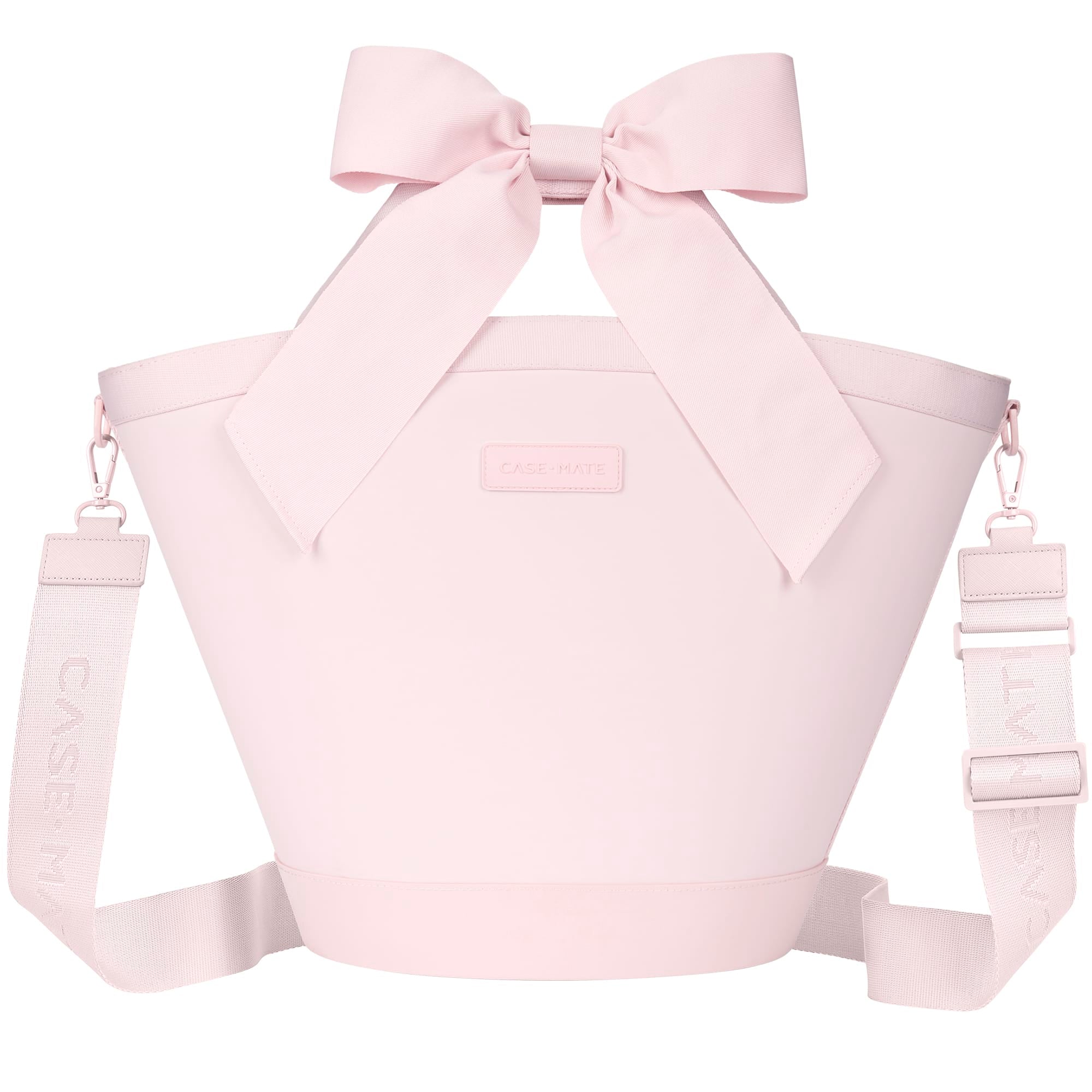 Pink bag with a large bow on a white background
#color_ballet pink bow