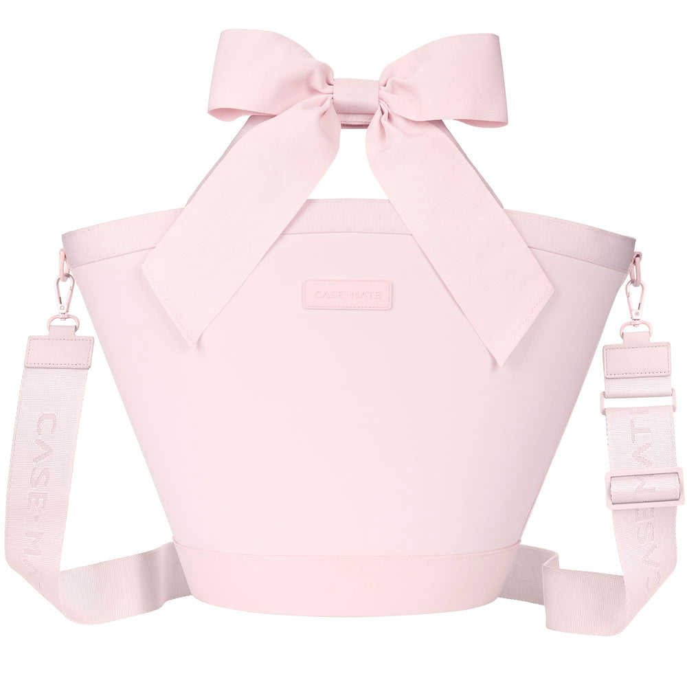 Pink bag with a large bow on a white background
#color_ballet pink bow
