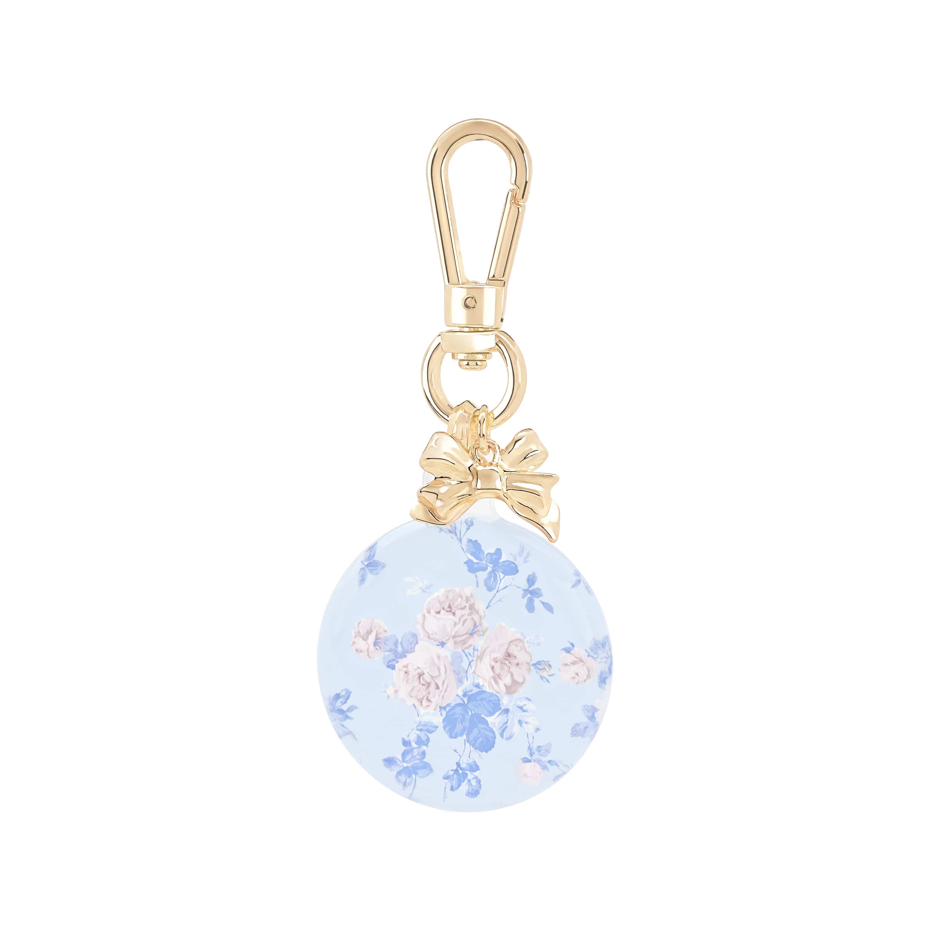 Keychain with floral design and gold bow on a white background
#color_everblooming rosettes