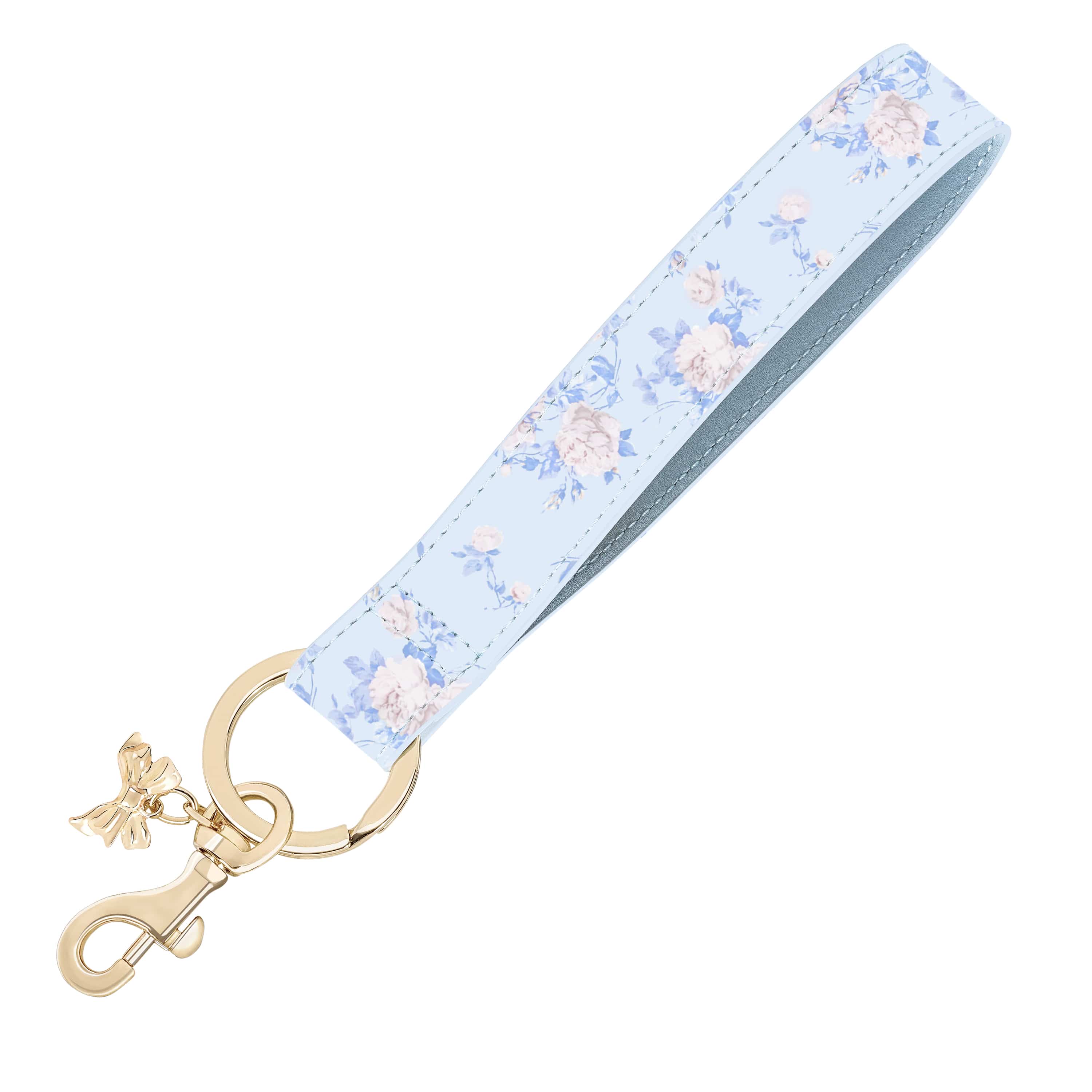 Floral patterned keychain with gold clasp on a white background
#color_everblooming rosettes