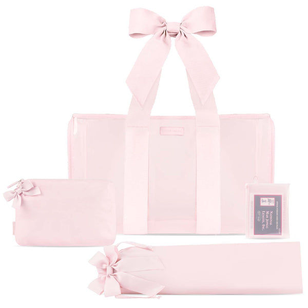 Set of pink bags for mahjong with ribbons on a white background
#color_ballet pink bow