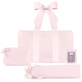 Set of pink bags for mahjong with ribbons on a white background
#color_ballet pink bow