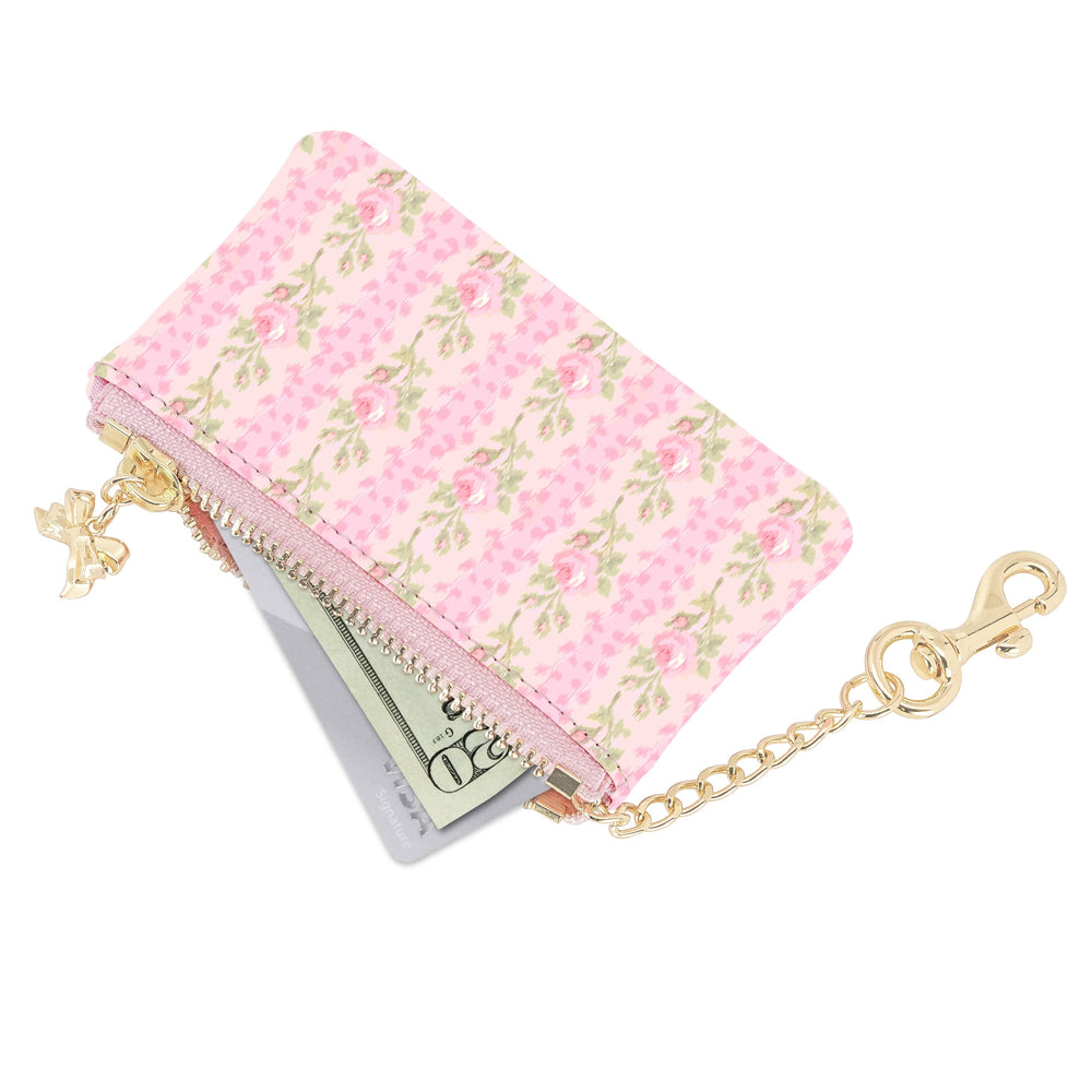 Floral-patterned wallet with a chain strap on a white background
#color_blooming heirloom