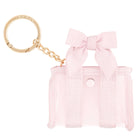 Pink hair ties with a bow and gold keychain on a white background
#color_ballet pink bow