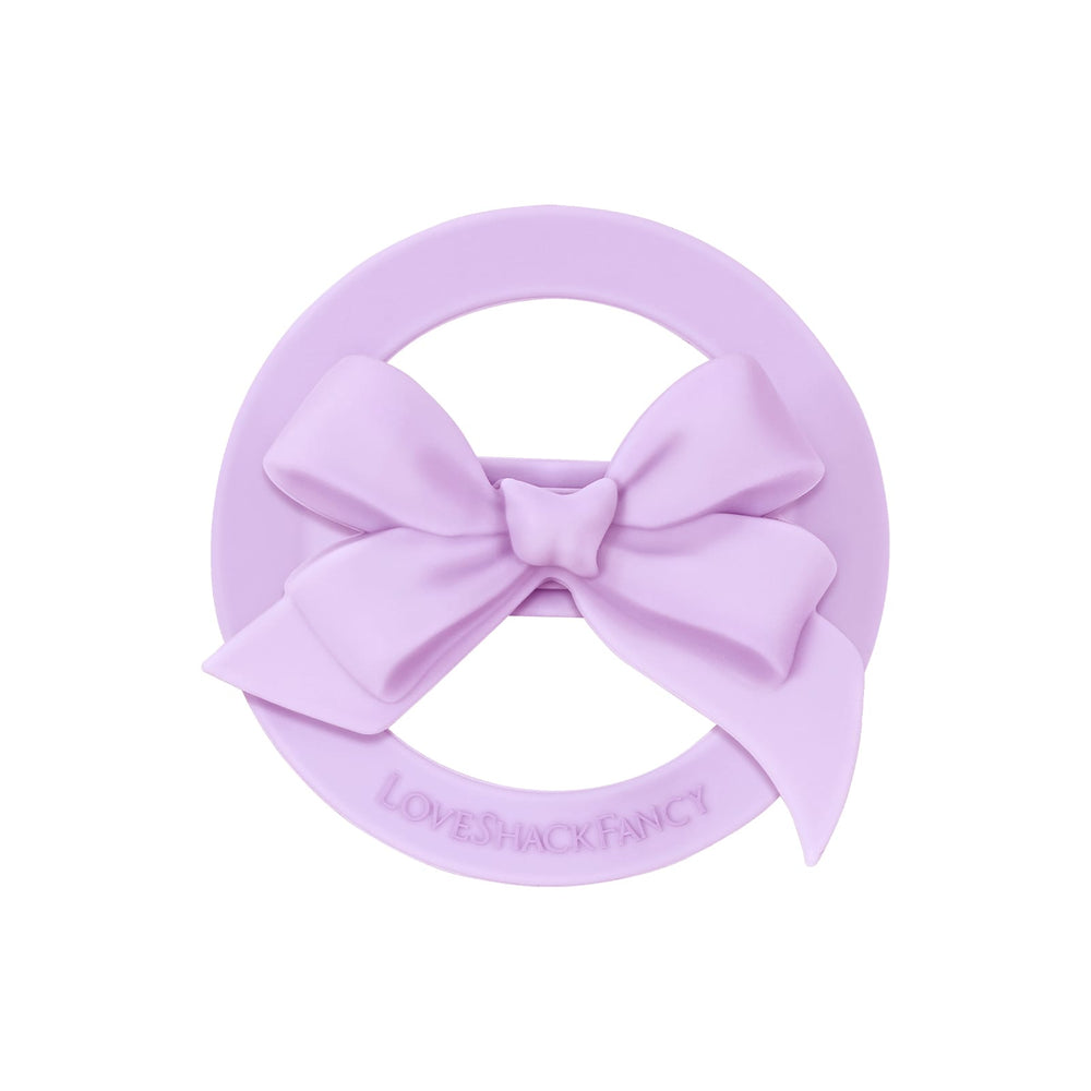 Lavender teether with a bow on a white background
#color_purple