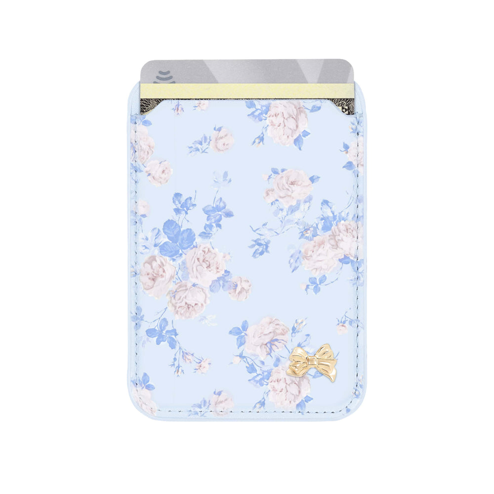 Floral patterned power bank with a bow design on a light blue background
#color_everblooming rosettes