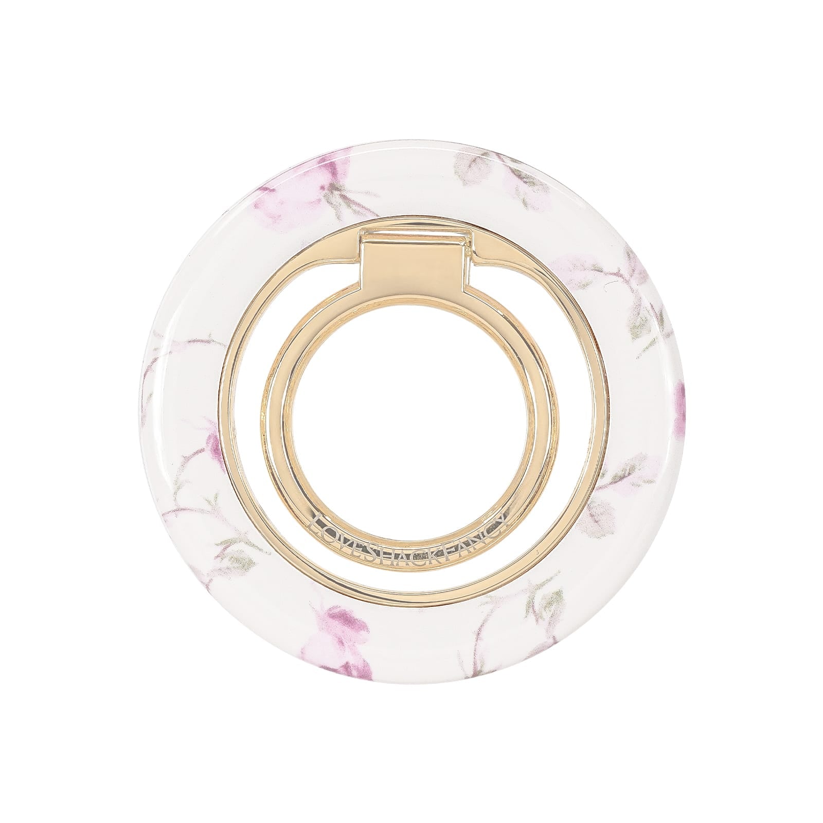 Phone ring holder with marble design and gold accent on a white background
#color_ribbon rosa flora