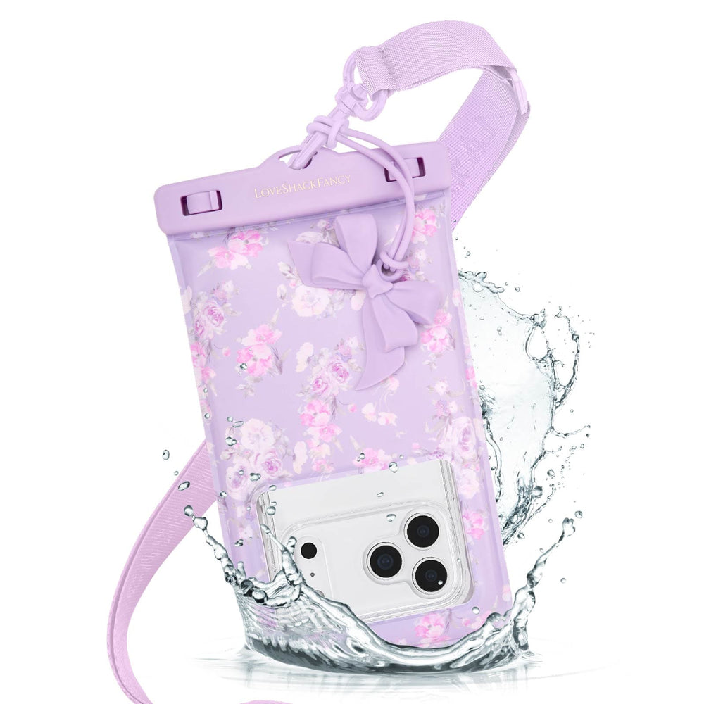 Purple floral phone case with water splash effect on a white background
#color_happy thoughts
