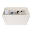 An off-white fabric storage organizer box with multiple interior pockets holding various small items, shown on a plain white background.

#color_french vanilla 