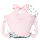 Pink bag with a large bow and water splashes on a white background
#color_ballet pink bow