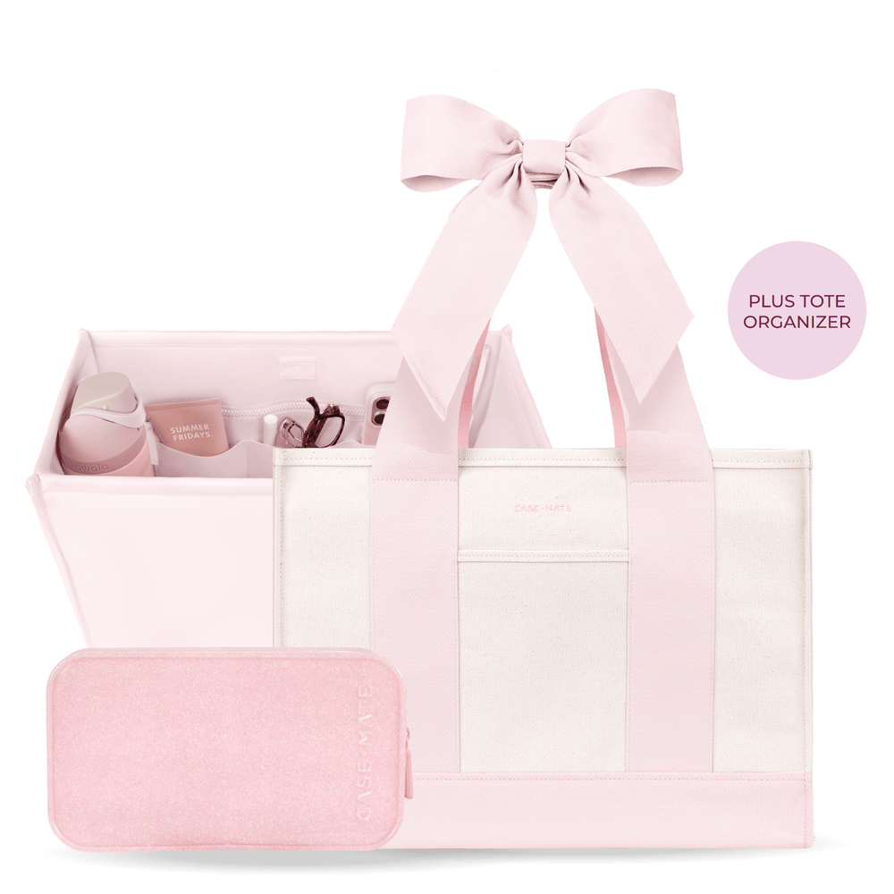 The Canvas Tote Trio - Ballet Pink Bow
