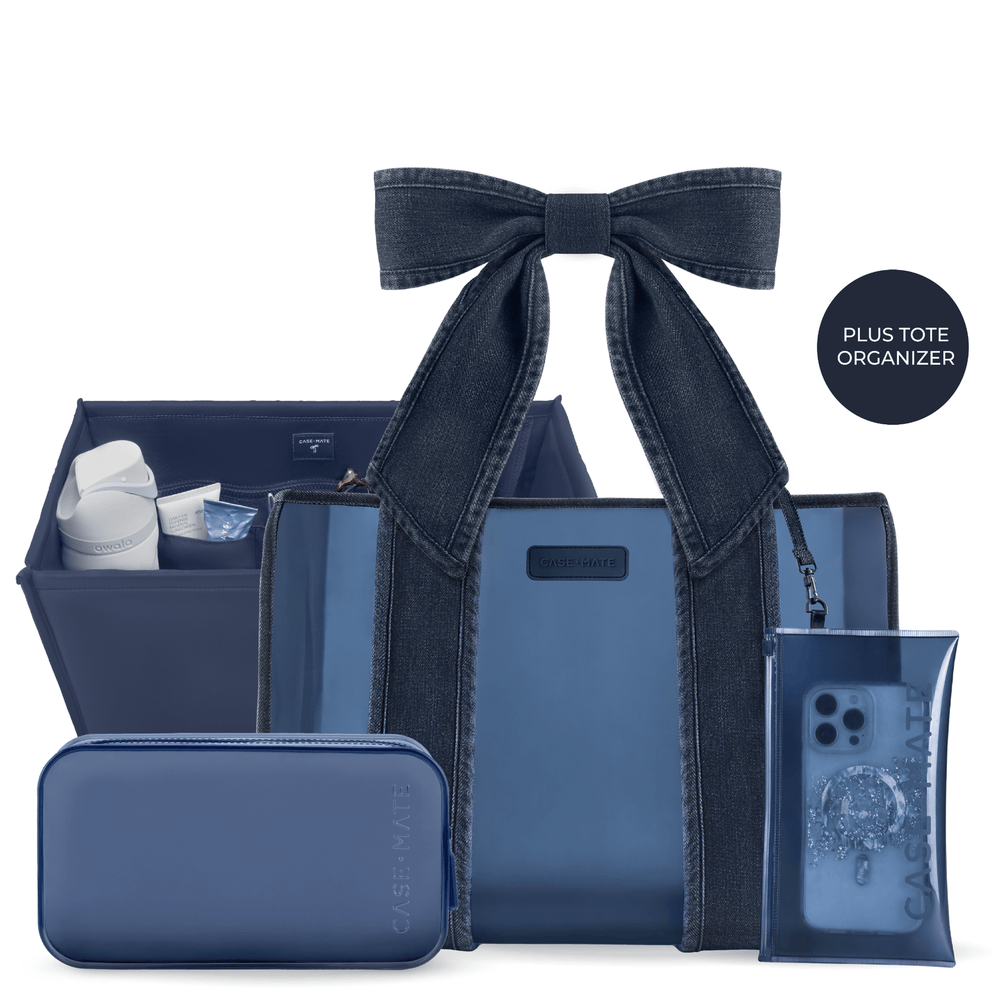 The Jelly Tote Trio - Dark Wash Denim Bow