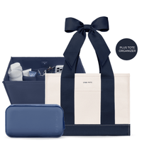 The Canvas Tote Trio - Oxford Navy Bow