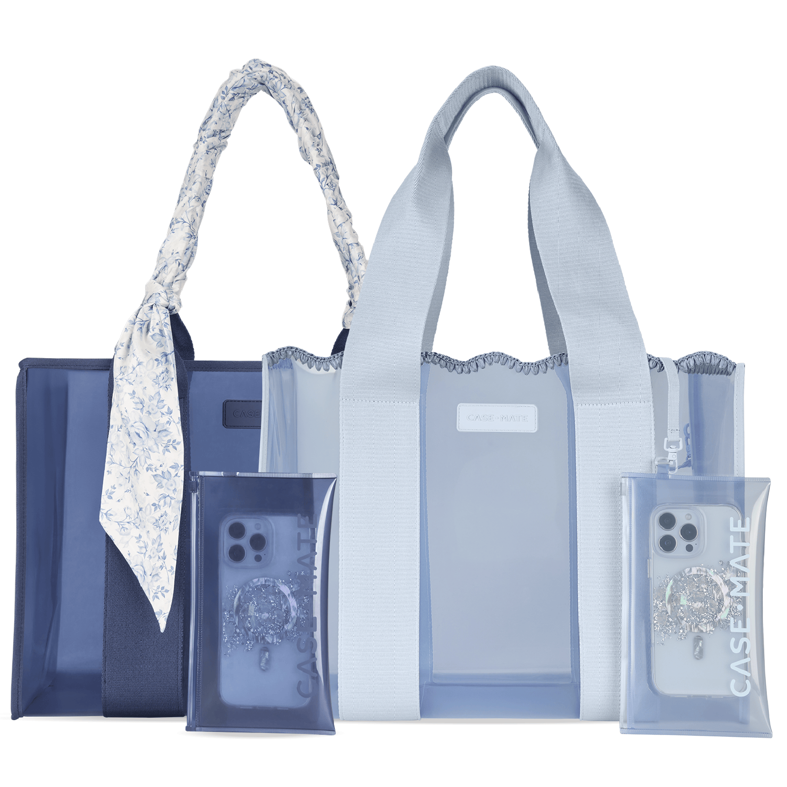 The Tote Duo - Something Navy Twilly Jelly Tote + Carolina Blue Crochet Jelly Tote
