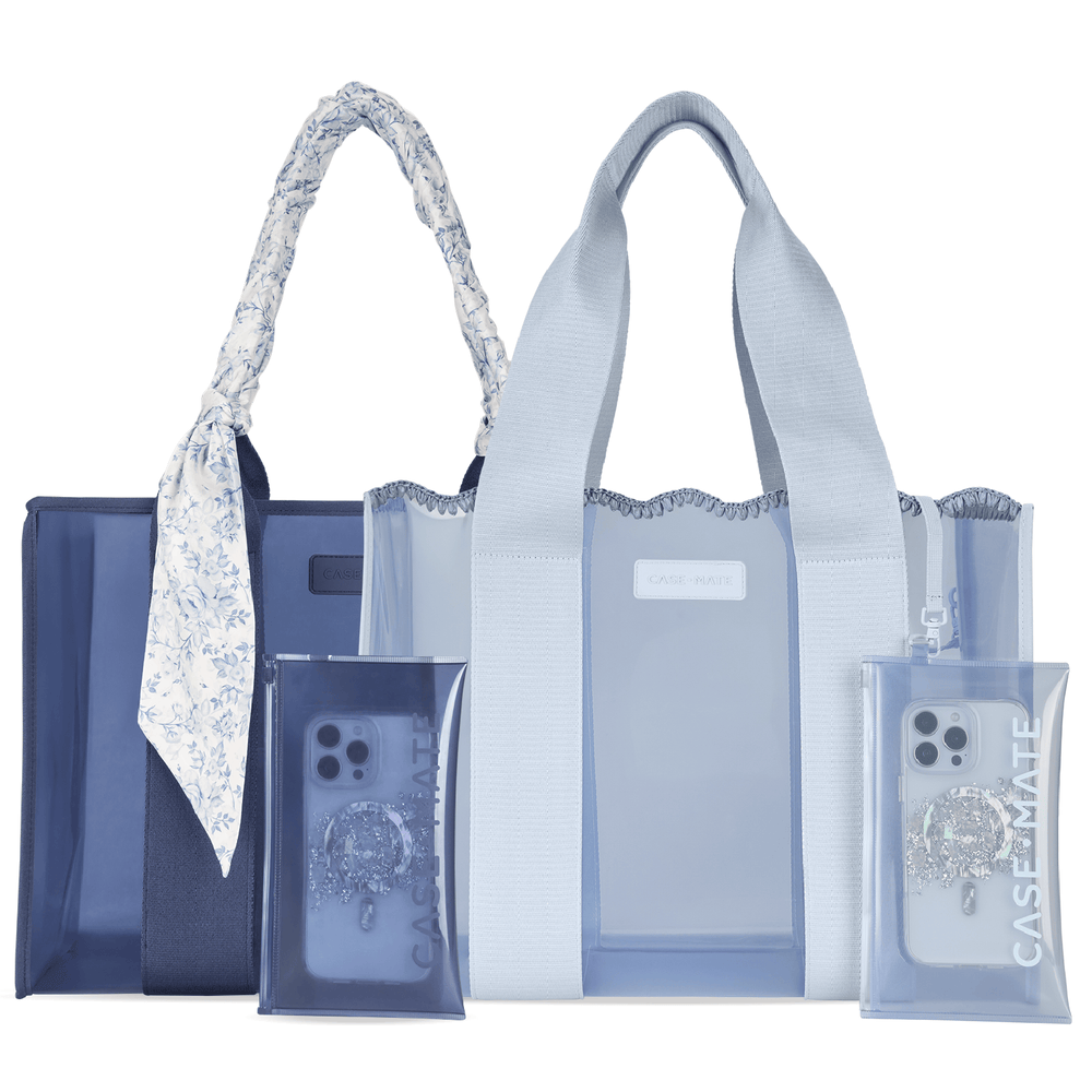 The Tote Duo - Something Navy Twilly Jelly Tote + Carolina Blue Crochet Jelly Tote
