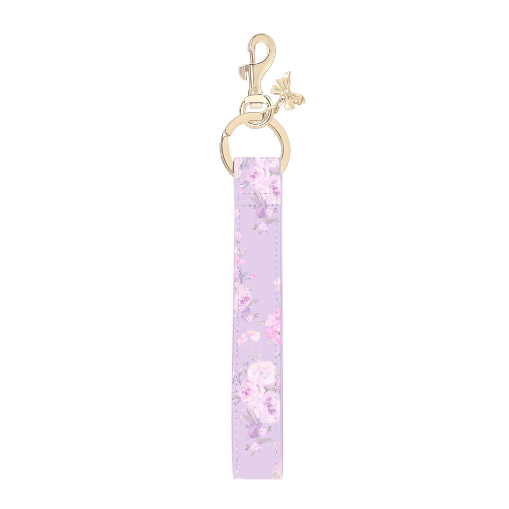 Keychain with floral patterned strap on a white background
#color_happy thoughts